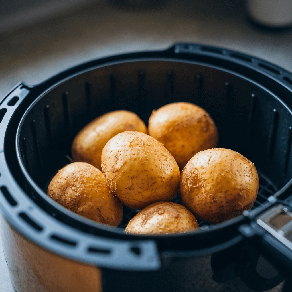 Pommes de terre dorées et croustillantes dans un panier d'Air Fryer