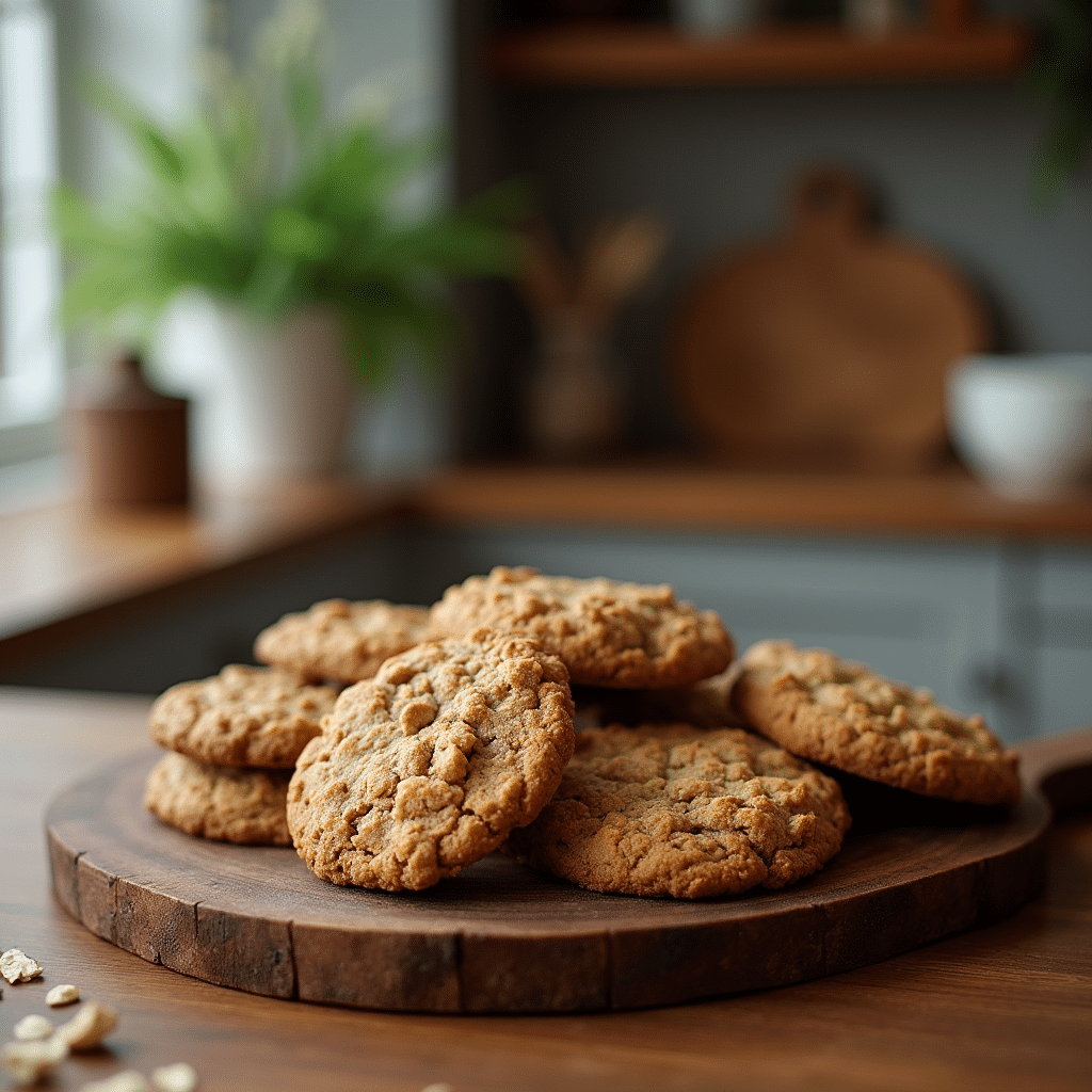 cookies flocons d’avoine faits maison sur plateau