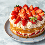 Gâteau fraisier maison aux fraises entières et crème mascarpone