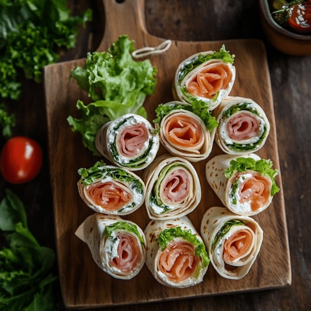 wraps froids apéritifs avec fromage frais et saumon