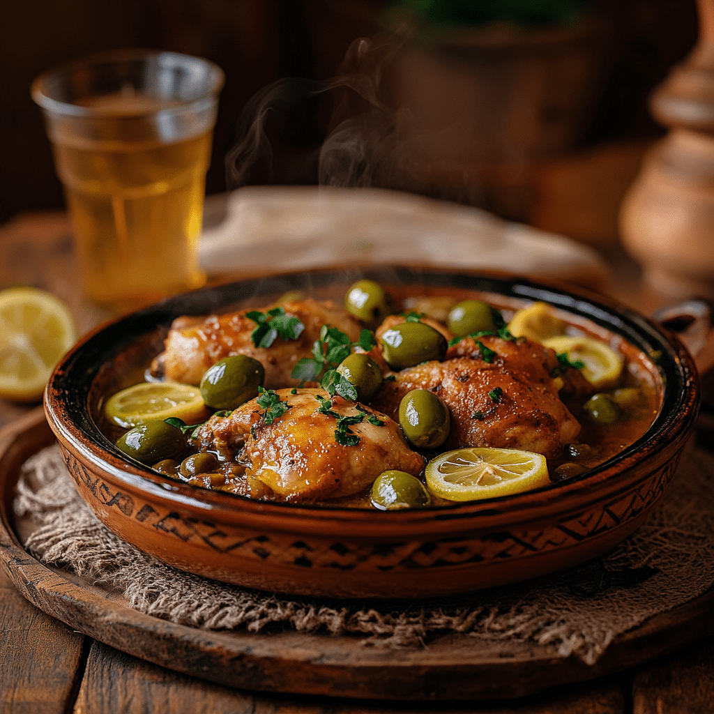 tajine poulet traditionnel au citron confit et olives vertes