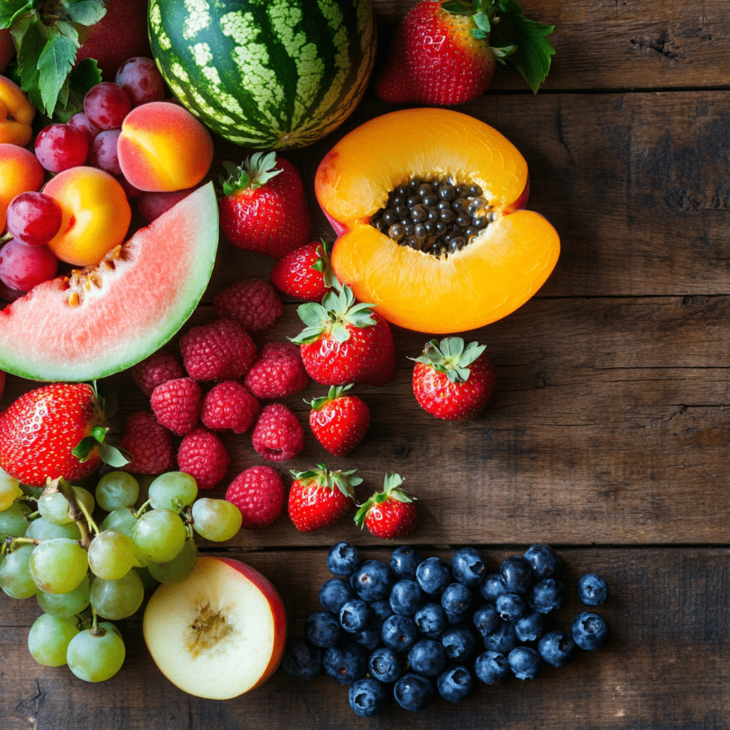 Ingrédients pour salade de fruits d'été