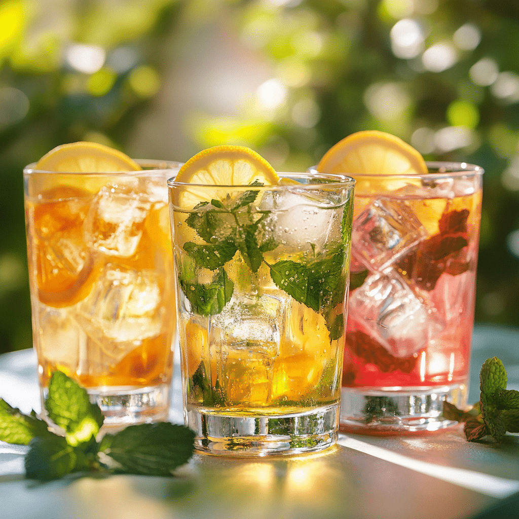 verres de boisson fraîche été servis avec glaçons citron menthe
