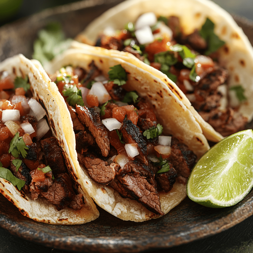 Tacos mexicain servis sur une assiette rustique avec garniture traditionnelle