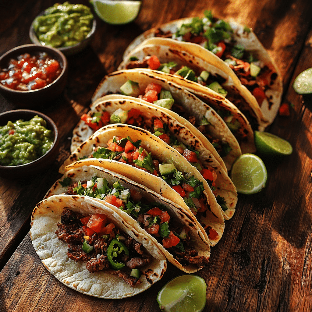 Tacos mexicain prêts à déguster sur une table conviviale