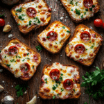 Vue du dessus de toast pizzas maison croustillants